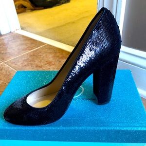 NIB Betsey Johnson black sequin shoes